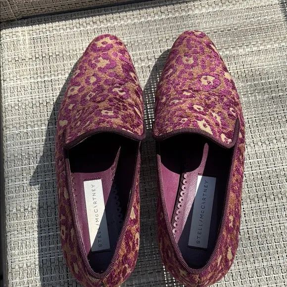 STELLA MCCARTNEY LADIES PURPLE LEOPARD LOAFERS-6-EUC