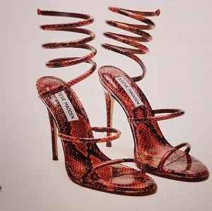 Steve Madden Exotica Snake Print Ankle Wrap Strappy Dress Sandals