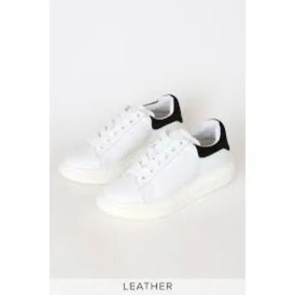 Steve Madden Glazed Black and White Leather Platform Sneakers size 9