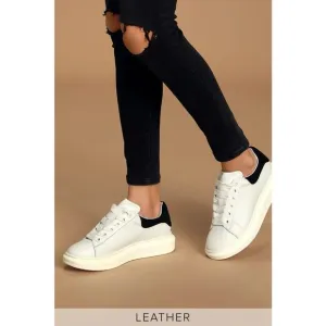 Steve Madden Glazed Black and White Leather Platform Sneakers size 9