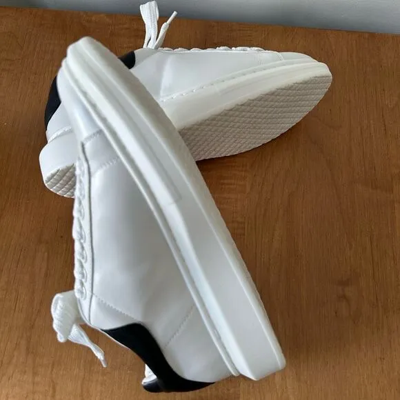 Steve Madden Glazed Black and White Leather Platform Sneakers size 9