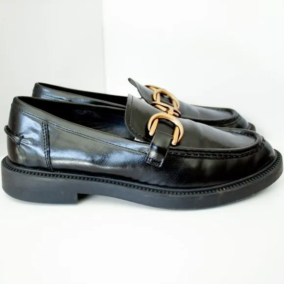 STEVE MADDEN Loafers Sheyla Black Vegan Leather, Slip-On Preppy, Women’s Size 9