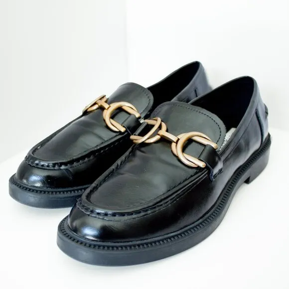 STEVE MADDEN Loafers Sheyla Black Vegan Leather, Slip-On Preppy, Women’s Size 9