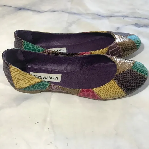 Steve Madden Patchwork Snakeskin Ballet Flats