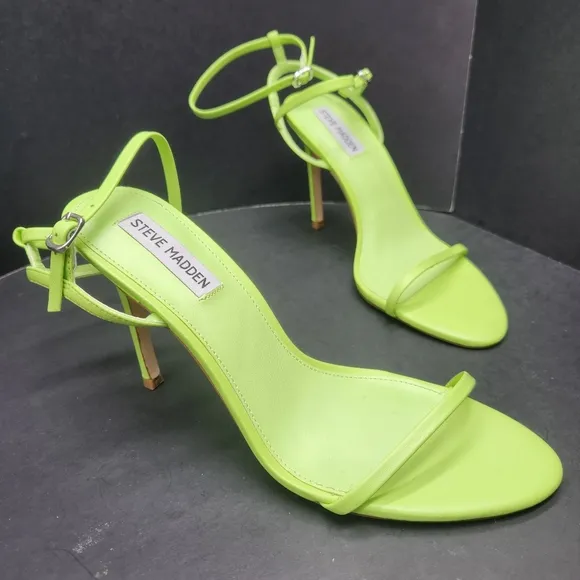 Steve Madden sandals 9M green neon leather Theresa strappy dainty heels new $100