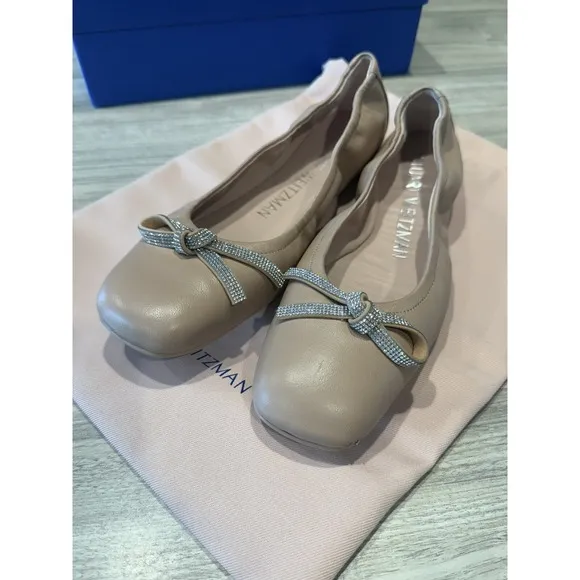 Stuart Weitzman 7.5 Women's SW Bow Ballet Flats Fawn Hard To Find Ballerina Core