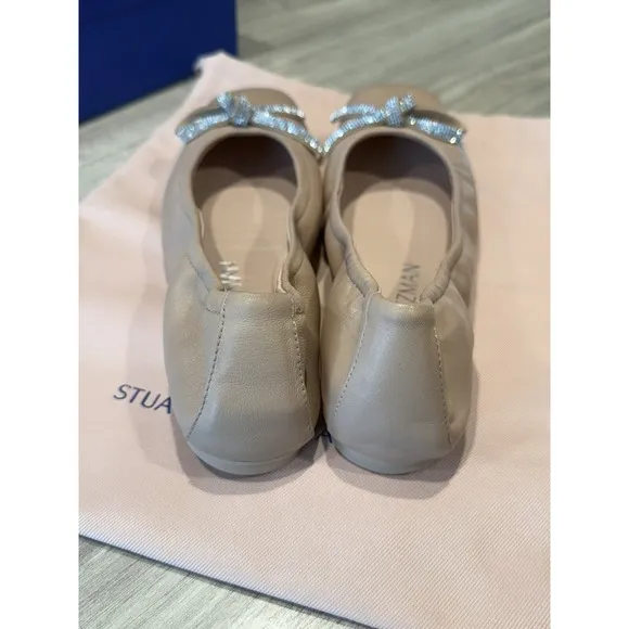 Stuart Weitzman 7.5 Women's SW Bow Ballet Flats Fawn Hard To Find Ballerina Core