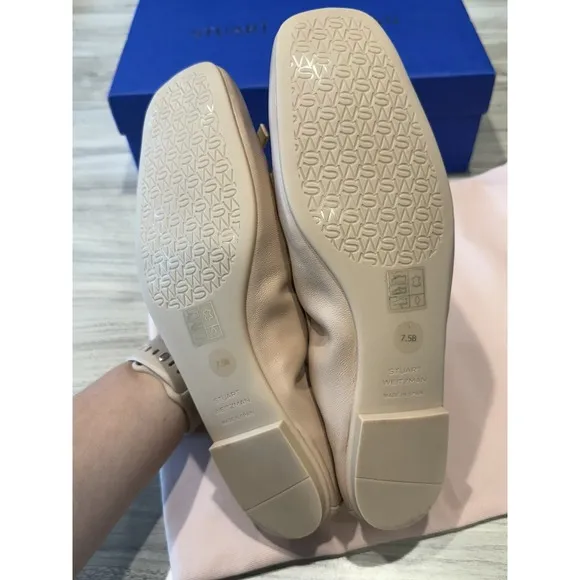 Stuart Weitzman 7.5 Women's SW Bow Ballet Flats Fawn Hard To Find Ballerina Core