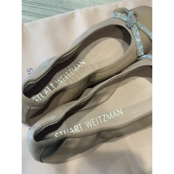 Stuart Weitzman 7.5 Women's SW Bow Ballet Flats Fawn Hard To Find Ballerina Core