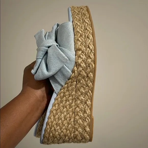 Stuart Weitzman Blue Espadrille Platform Shoes