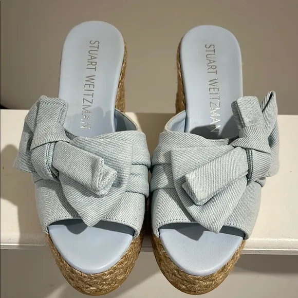 Stuart Weitzman Blue Espadrille Platform Shoes