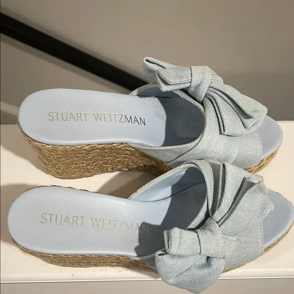 Stuart Weitzman Blue Espadrille Platform Shoes