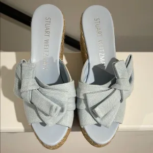 Stuart Weitzman Blue Espadrille Platform Shoes