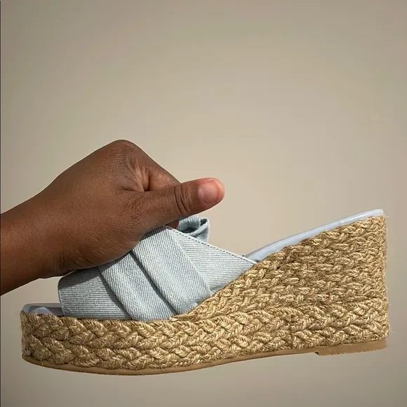 Stuart Weitzman Blue Espadrille Platform Shoes