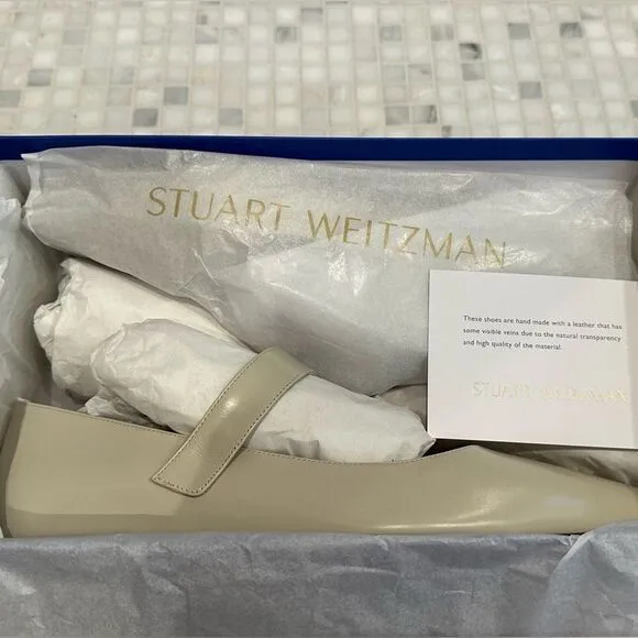 Stuart Weitzman BRAND NEW Gala Mary Jane Oat Flats 9B