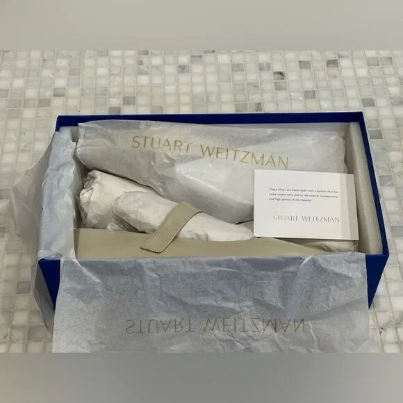 Stuart Weitzman BRAND NEW Gala Mary Jane Oat Flats 9B