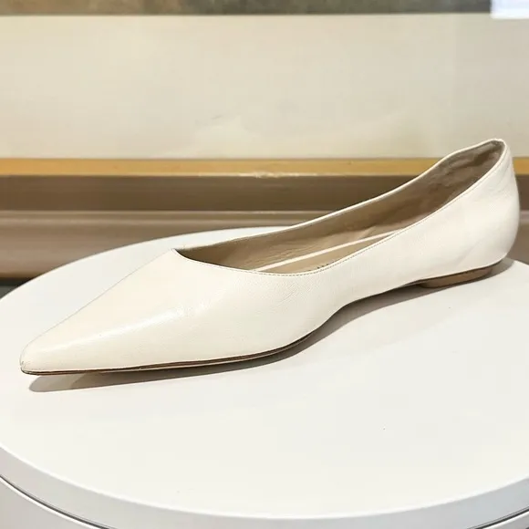 🌹STUART WEITZMAN🌹 Emilia Pointed-Toe Leather Ballet Flats Size: 7B