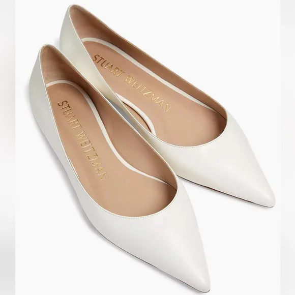 🌹STUART WEITZMAN🌹 Emilia Pointed-Toe Leather Ballet Flats Size: 7B