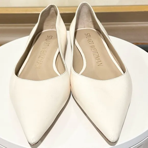 🌹STUART WEITZMAN🌹 Emilia Pointed-Toe Leather Ballet Flats Size: 7B