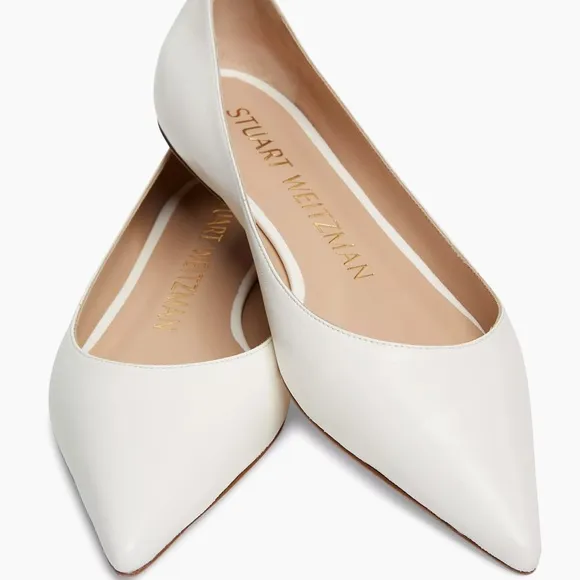 🌹STUART WEITZMAN🌹 Emilia Pointed-Toe Leather Ballet Flats Size: 7B