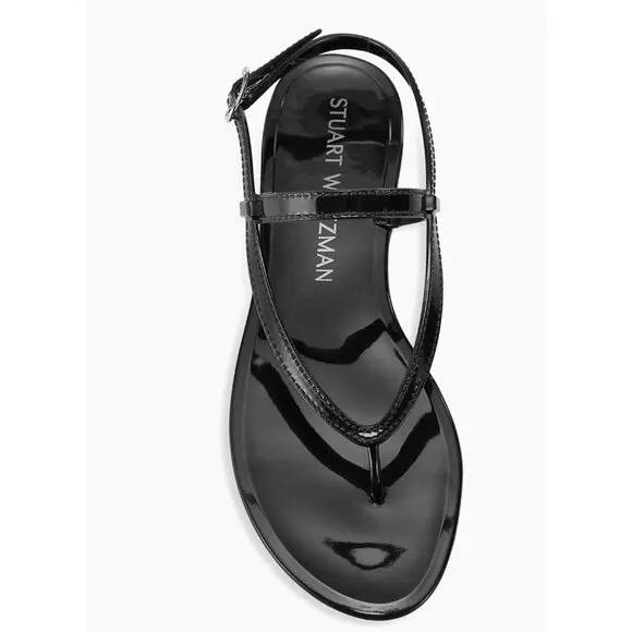 stuart weitzman New Solid Black Jelly Flat Thong Sandals 7