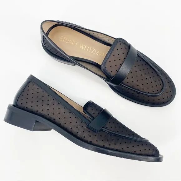Stuart Weitzman Palmer Pindot Mesh Loafers Black 9.5B