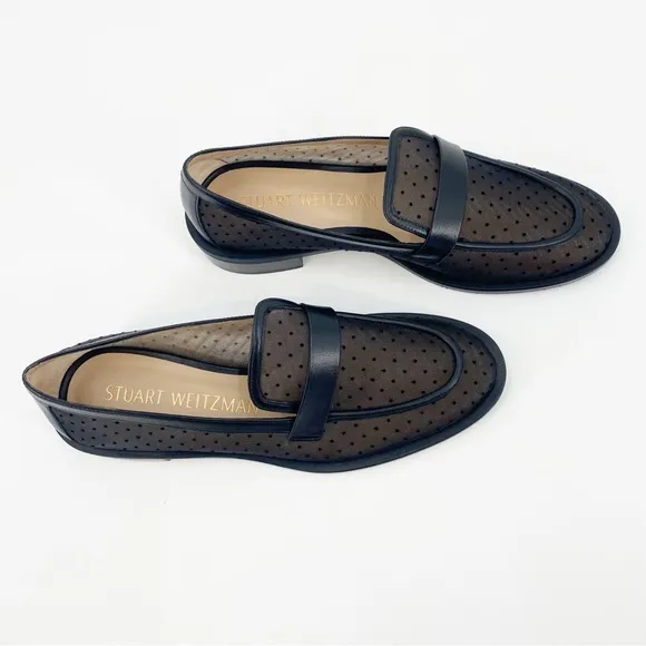 Stuart Weitzman Palmer Pindot Mesh Loafers Black 9.5B