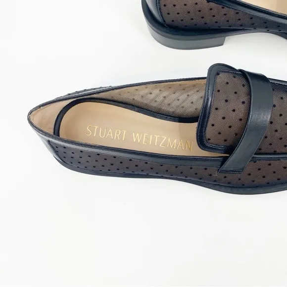 Stuart Weitzman Palmer Pindot Mesh Loafers Black 9.5B