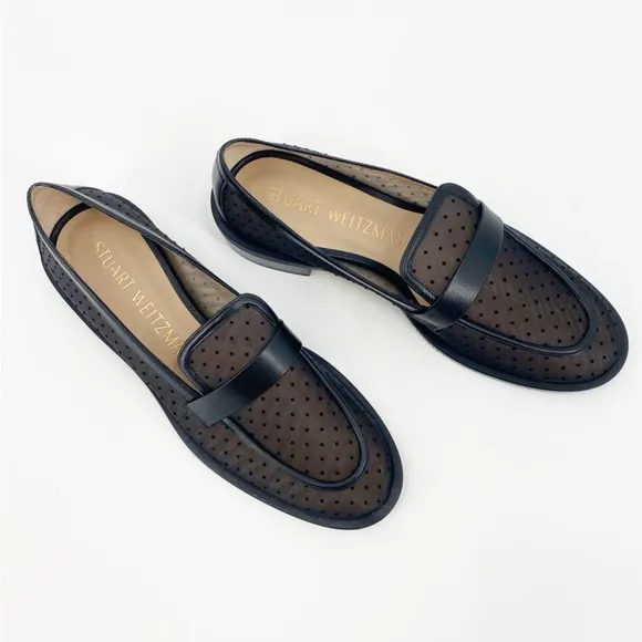Stuart Weitzman Palmer Pindot Mesh Loafers Black 9.5B