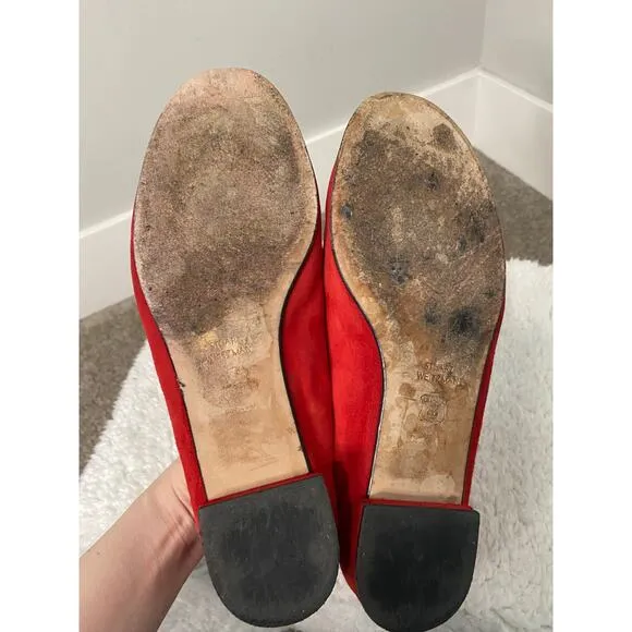 Stuart Weitzman Red Suede Ballet Flats Size 7.5