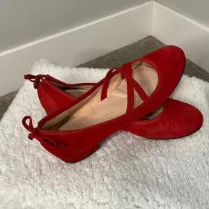 Stuart Weitzman Red Suede Ballet Flats Size 7.5