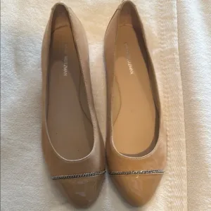 Stuart Weitzman Tan Flats Pointed Toe Minimalist Design