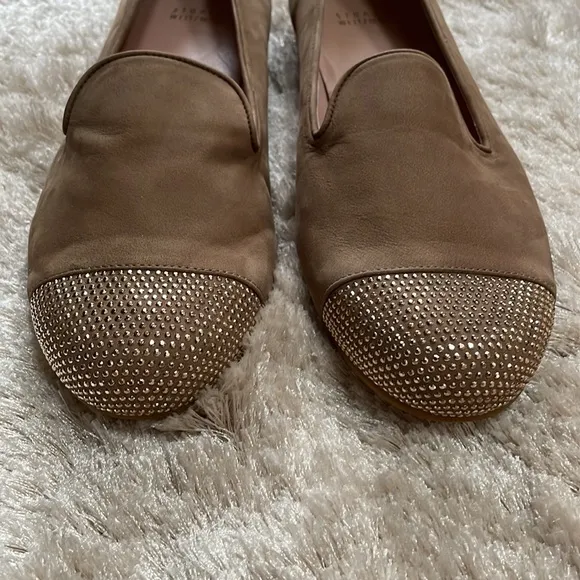 Stuart Weitzman Tan with Rose Gold Rhinestones Ballet Flats Size 10 M