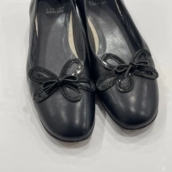 Stuart Weitzman Vintage Black Ballet Flats Cutout Flower Size 9.5