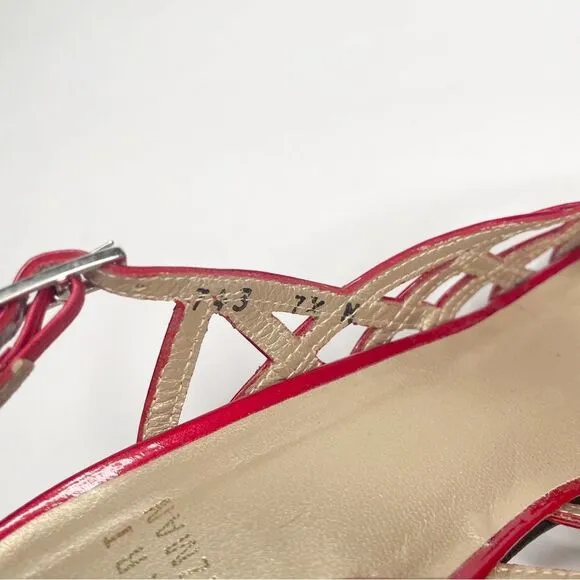 Stuart Weitzman 90s Linner Sandals Red patent Leather Strap y Low Heels …