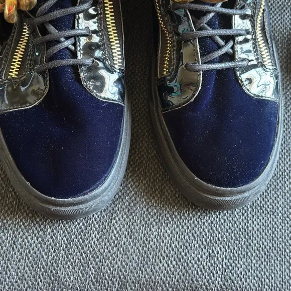 Stylish Blue and Gold High-Top Sneakers