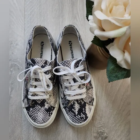 Superga Snake Print Sneakers 7.5