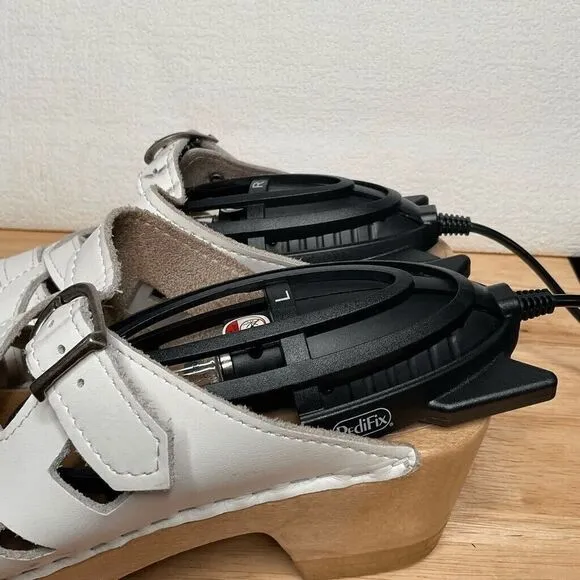 Sven Women’s White Strappy Weave Wooden Swedish Clogs Mules Sandals 38/7.5