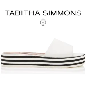 TABITHA SIMMONS Sophia White Leather Platform Slide Sandal Flat Designer Shoe 39