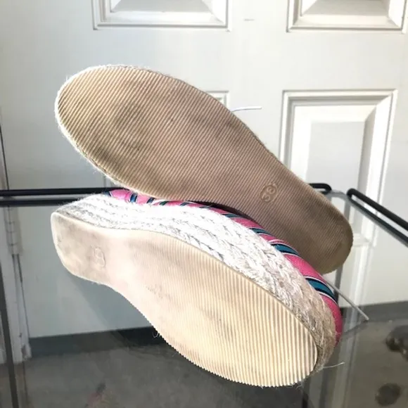 TABITHA SIMMONS Striped Platform Lace-Up Espadrilles EUC/sz 38 = US sz 8