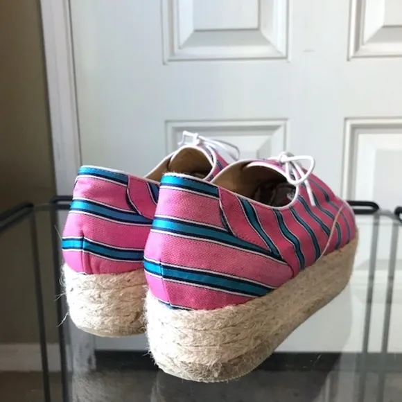 TABITHA SIMMONS Striped Platform Lace-Up Espadrilles EUC/sz 38 = US sz 8