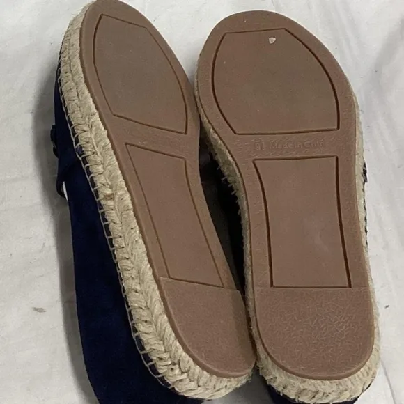Talbots Women's Indigo blue Hadley Chain Suede Platform Espadrilles