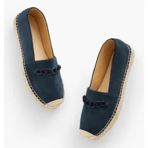 Talbots Women's Indigo blue Hadley Chain Suede Platform Espadrilles