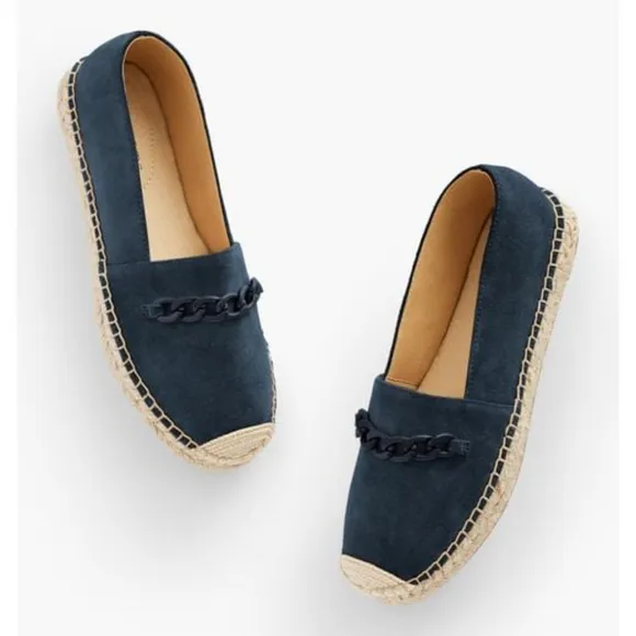 Talbots Women's Indigo blue Hadley Chain Suede Platform Espadrilles