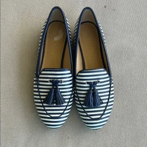 Talbots Women's Striped Loafers - Navy and White