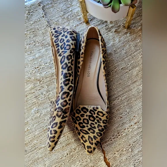 TAMARA MELLON Grace Leopard Haircalf Pointed Flats