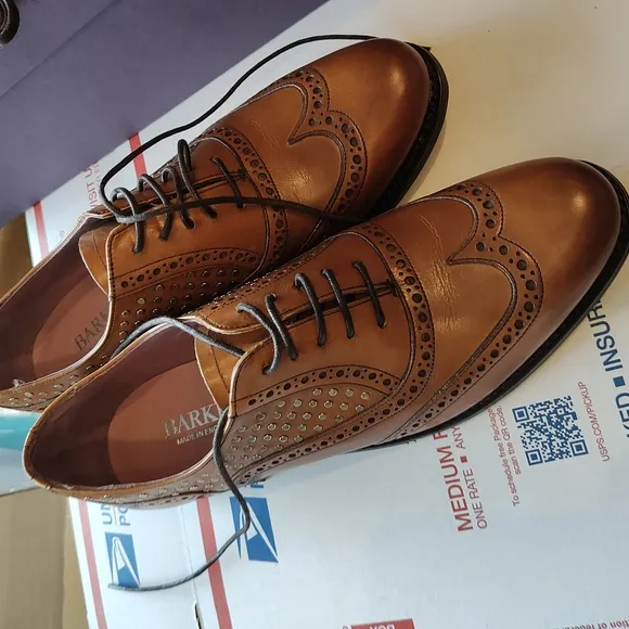 Tan Loafers with Classic Brogue Detailing