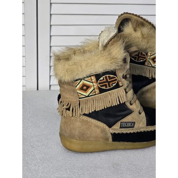 Tecnica Native American Snow Boots Brown / Black Tribal Women's Size 7.5 / 8