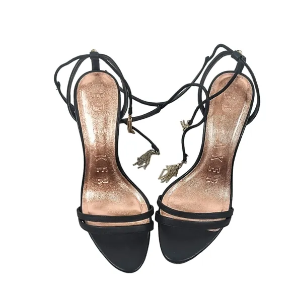 Ted Baker Tie Strappy Gold Tassel Jelissa Heels.