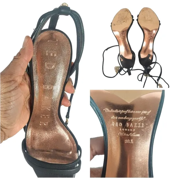 Ted Baker Tie Strappy Gold Tassel Jelissa Heels.